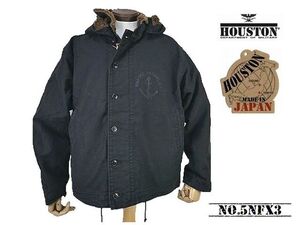 【送料無料 24%OFF】HOUSTON ヒューストン フランス海軍 フレンチデッキJACKET ユーズド加工 日本製 NO.5NFX3 BLACK_34(XS相当)