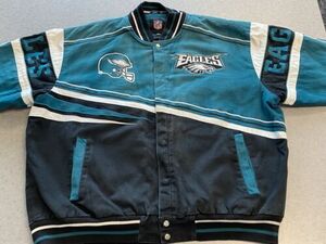 Vintage Midnight Green Philadelphia Eagles Graphic Canvas Varsity Jacket—4XL 海外 即決