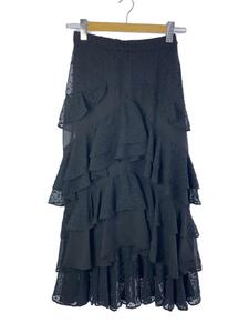 AMERI◆FRILLY LACE TIERED SKIRT/M/ポリエステル/BLK/01110950620