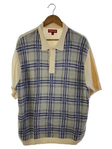 Supreme◆24SS/Plaid Knit S/S Polo/ポロシャツ/XL/コットン/IVO/チェック