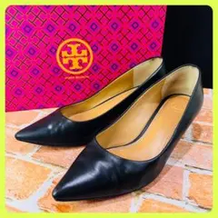 トリーバーチ Tory Burch 本革 ブラック パンプス ポインテッドトゥ