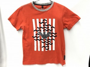 アルマーニ ARMANI JUNIOR ジュニア 子供服 キッズ プリントTシャツ カットソー 半袖 オレンジ系