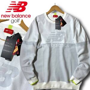 新品 new balance ニューバランス ゴルフ 蓄熱保温 防風 防寒 凹凸立体 ビッグロゴ ジャガード 長袖 ニット セーター 7 3L 秋冬 ◆B5642