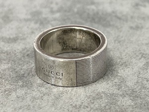 グッチ Gucci ロゴリング シルバー SV925 サイズ10号 直径約19.5mm×幅約8mm×厚み約2mm 重さ約8.4g USED品