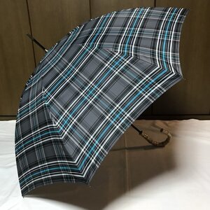 《新品》KEITA MARUYAMA・ケイタ マルヤマ／雨用長傘・雨傘【チェック・グレー系】バンブー持ち手