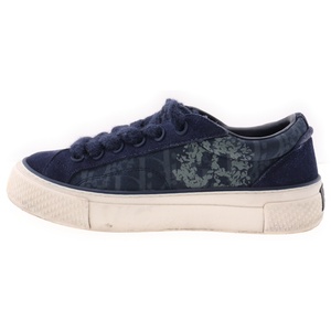 DIOR ディオール 23AW ×DENIM TEARS B33 Sneakers デニムティアーズ オブリーク総柄 ローカットスニーカーシューズ ネイビー