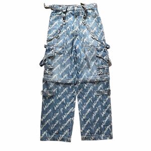  BALENCIAGA 2022AW 2WAY All Over Logo RAVER JEANS バレンシアガ 総柄 ロゴ ラバー ボンテージ カーゴ パンツ ジップ ジーンズ 