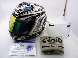 【送料無料】美品 希少カラー Arai アライ RX-7 RR5 AOYAMA GP アオヤマ 青山 Lサイズ ミラーシールド付き フルフェイスヘルメット