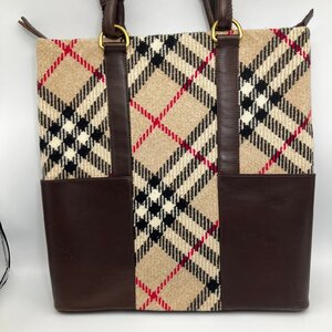 ◆ BURBERRY バーバリー ノバチェック ハンドバッグ トートバッグ ベージュ ブラウン ウール レザー レディース 赤 黒 ベージュ 白 is KBS