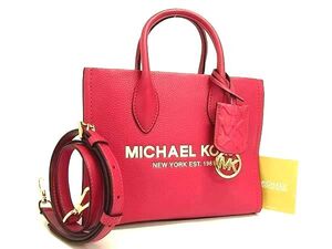 1円 ■新品同様■ MICHAEL KORS マイケルコース レザー 2WAY クロスボディ ショルダーバッグ ハンドバッグ トートバッグ ピンク系 FI5025