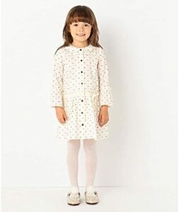 新品 ￥27500 TOCCA トッカ 140cm 長袖 シャツ ワンピース 子供用 女の子 ホワイト 白 アイボリー リボン柄 水玉 ブランド