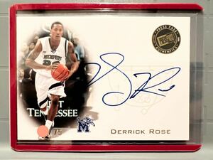 直書 金/75枚限定 Gold Auto 08 Press Pass Derrick Rose デリック・ローズ NBA ルーキー サイン ブルズ Bulls Panini ユニフォーム バスケ