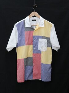 【中古美品】COMME des GARCONS HOMME PLUS コムデギャルソン オムプリュス オープンカラーシャツ サイズM相当 98SS パッチワーク【漂亮】