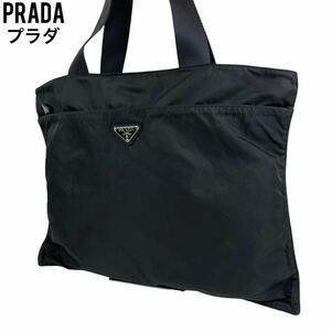 美品　PRADA プラダ　トートバッグ　テスートナイロン　レザー　ブラック　黒　ハンドバッグ　ショルダーバッグ　ナイロン　レザー