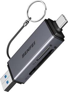 BENFEI SDカードリーダー、USB-C - SD Micro SD/TF カードメモリカードアダプターデュアルスロット、iP