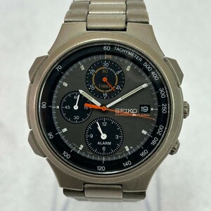 B409-O18-4188◎ SEIKO セイコー CHRONOGRAPH クロノグラフ 7T42-7A10 クォーツ デイト チタン ラウンド メンズ 腕時計 ⑩