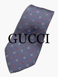 美品★GUCCI★グッチ★GGロゴネクタイ★フラワー柄★花柄★近年モデル