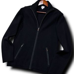 極美品/ Lサイズ ARMANI COLLEZIONI アルマーニコレッツォーニ ブルゾン ジップアップ ニットジャケット メタルロゴ ブラック 黒 48サイズ