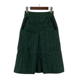 VIS ビス 総柄　タック スカート sizeS/緑 レディース