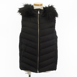 ギャップ GAP OC PUFFER VEST ダウン ベスト フード ファー ジップアップ 黒 ブラック XS アウター ■ECS レディース