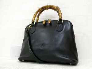 ◆超美品◆GUCCI グッチ◆バンブー◆カーフ レザー 本革◆2way ハンド ショルダー バッグ◆ブラック ゴールド金具◆イタリア製◆A5714