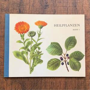 ドイツの古い植物図鑑(HEILPFLANZEN 2)/アンティーク ヴィンテージ 植物画 花の絵 洋書 ボタニカルアート イラスト 雰囲気◎/