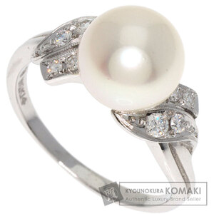 MIKIMOTO ミキモト パール 真珠 ダイヤモンド リング・指輪 K14ホワイトゴールド レディース 中古