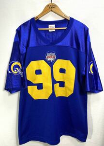 ■ ビンテージ USA製 Majestic NFL ” SUPER BOWL XXXIV 2000 Rams #99 CHAMPIONS ” ラムズ アメフト ユニフォーム サイズM 記念品 ■