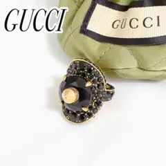 ❤️美品❤️GUCCI グッチ　ブラックラインカラーストーン　10号　リング　指輪