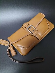 【COACH】コーチ レザー 長財布 札入れ　カード入れ　ポーチ　ブラウン　クリスマス　プレゼントに