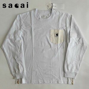 新品未使用品 タグ付き Sacai Carhartt WIP L/S T-Shirtサカイカーハート ロンT Tシャツ 白ホワイト サイズ5 メンズ 正規店購入