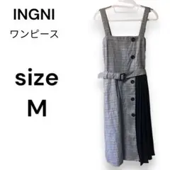 【INGNI】イング チェック ロング ワンピース ベルト サイズM