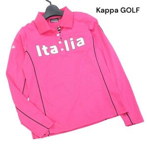 Kappa GOLF カッパ ゴルフ 通年 イタリア ワッペン♪ 長袖 鹿の子 ポロシャツ Sz.M　レディース ピンク　K3T01252_C#C