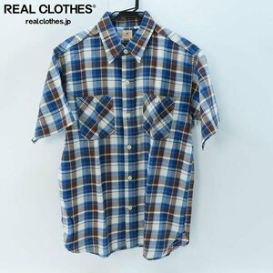 ☆SUGAR CANE/シュガーケーン TWILL CHECK WORK SHIRT/ツイルチェック ワークシャツ/半袖シャツ ブラウン SC35876/L /UPK