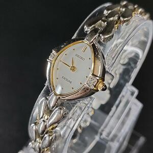 極美品【稼働品】SEIKO　セイコーエクセリーヌ　1F21　ホワイト　ダイヤ2P