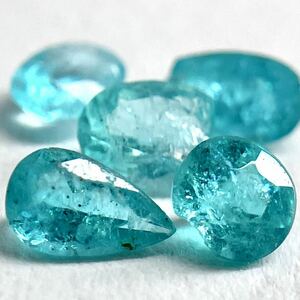 ●天然パライバトルマリン5点おまとめ0.5ct●s ルース 裸石 宝石 ジュエリー jewelry paraiba tourmaline