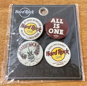 【新品未使用】Hard Rock CAFE ハードロックカフェ 缶バッジ 4個 HRC ALLisOne cafe Button Set アメリカン雑貨 雑貨 コレクション レトロ