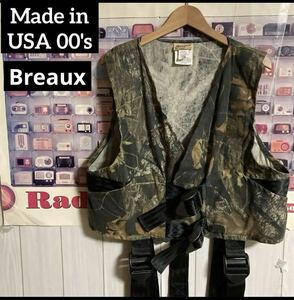 USA製00s Breauxリアルツリーカモ迷彩柄ミリタリーベストジャケットXLオールドヴィンテージ