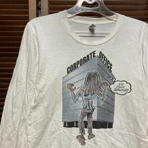 1スタ 再落無し ASQF 白 ネタ 長袖 Tシャツ ロンT ゾンビ ホラー 映画 ムービー 90s 00s ビンテージ 古着 ベール 卸 仕入れ