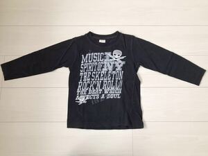 ■Blue Mart ブルーマート 長袖Tシャツ 黒 スカルプリント 120cm 男の子でも女の子でもOK USED 送料210円■