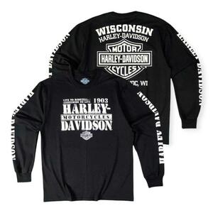 XLサイズ　ハーレーダビットソン　Harley　Tシャツ　ロンT　長袖　トップス　黒　バイク　ツーリング　モーターサイクル　USA