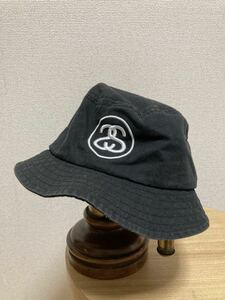 USA古着 STUSSY ステューシー バケットハット old stussy オールド ステューシー シャネルロゴ 帽子 黒 S/M