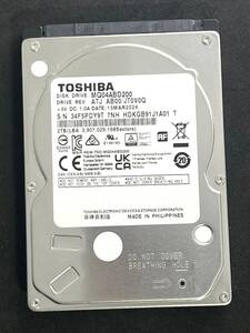 ★ 2TB ★　MQ04ABD200　/　TOSHIBA 【使用時間：34ｈ】 2024年製　稼働極少　AVコマンド対応　2.5インチ内蔵HDD/9.5mm/SATA　[管理■51DY]