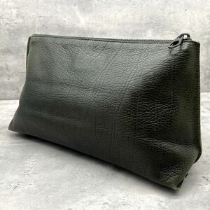 【美品/希少色】BOTTEGA VENETA ボッテガヴェネタ メンズ ビジネス セカンドバッグ クラッチバッグ ボディバッグ レザー 本革 グリーン 緑