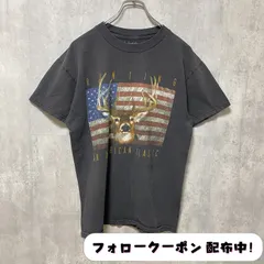 古着 used　半袖アニマル柄プリントTシャツ　USA国旗　黒　ブラック