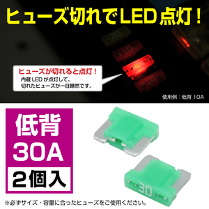 BigOne 切れたら光って知らせる インジケーター 内蔵 2個セット 低背 ASM ヒューズ 30A LED