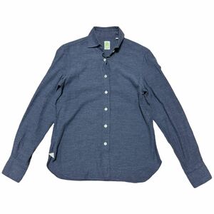 finamore フィナモレ 製品洗い コットンシャツ 長袖 ブルー レディース 40 15 3/4 イタリア製
