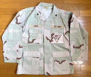 アメリカ軍 海軍 迷彩服 戦闘服 M-R デザート迷彩 2000年 パッチ初付け 直接刺繍 湾岸戦争 米軍