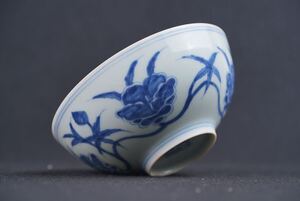 【雅園】中国古美術 明時代 青花 茶碗 茶道具 古玩 骨董 時代物 古美術 唐物 当時物 置物