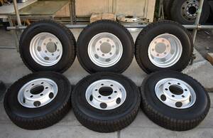 送料無料 225-80R17.5 BRIDGESTONE W910 スチールホイール付き 17.5×6.00 135 6穴 両面再塗装 6本セット